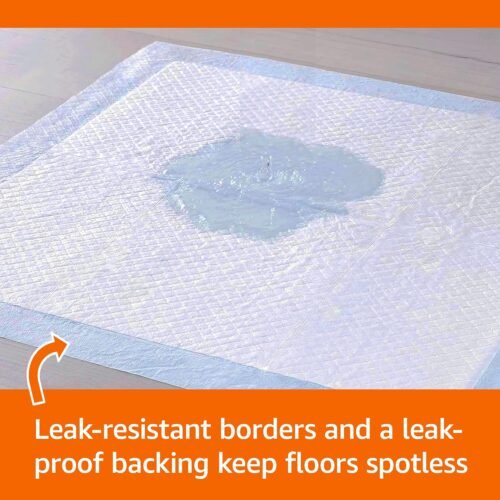 Amazon Basics Dog and Puppy Pee Pads, 5-Layer Leak-Proof Super Absorbent, Quick-Dry Surface, Potty Training, Regular (22x22"), 100 Count, Blue & White - Image 4