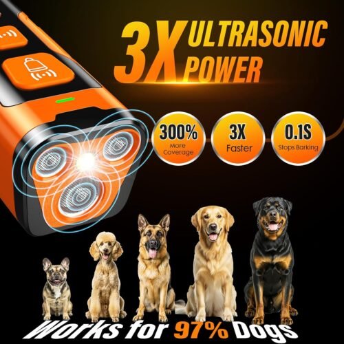 Dog Bark Deterrent Device, 3X Ultrasonic Anti Barking, 6 Training Modes 23 FT Range Barks No More Indoors Outdoors Behavior Correct Safe & Humane Rechargeable Compact Bark Control for Dogs - Image 3