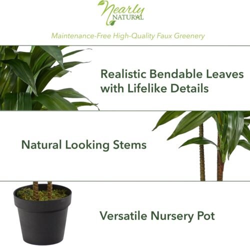 Nearly Natural 48in Dracaena Silk Plant (Real Touch) Green - Image 5