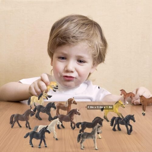 18 Pcs Plastic Miniature Realistic Pony Horse Toy Figurine Farm Animal Toy Gift for Boy Girl, Premium Horse Party Favor Decoration Cake Topper Birthday Pinata - Image 3