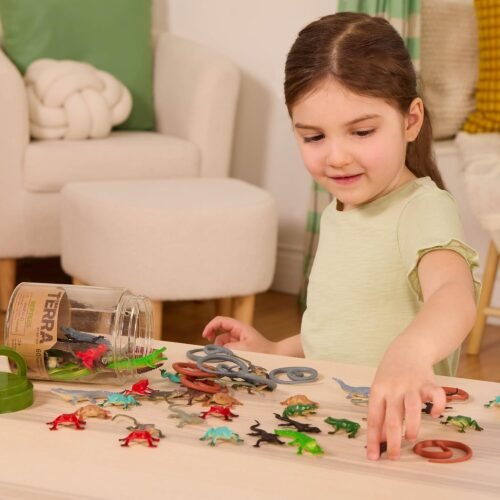 Terra by Battat – 60 Pieces Lizard Animal Tube – Realistic Plastic Reptile & Amphibian Figurines – Frog, Alligator, Snake & More – Educational Toys for Kids & Toddlers, 3+ Years - Image 3