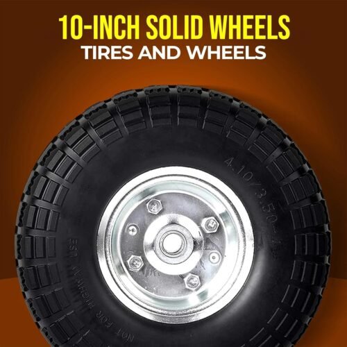 AR-PRO (2-Pack) 10-Inch Solid Rubber Tire Wheels - Replacement 4.10/3.50-4" Flat Free Tire with 5/8" Bearings, 2.2" Offset Hub - Compatible with Hand Truck, Wheelbarrow, Dolly, Gorilla Carts - Image 5