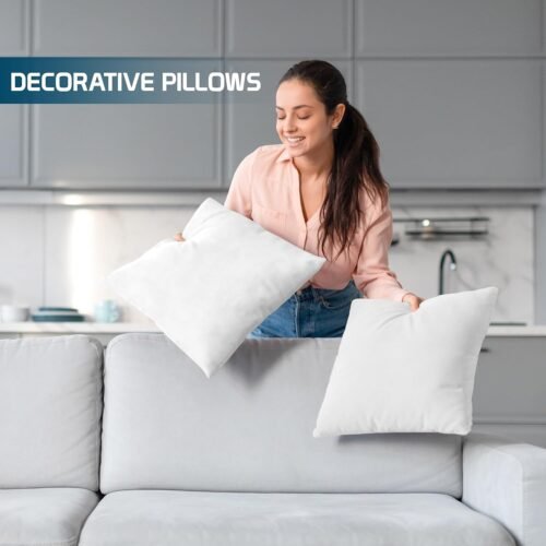 Utopia Bedding Throw Pillows (Set of 4, White), 18 x 18 Inches Pillows for Sofa, Bed and Couch Decorative Stuffer Pillow - Image 4