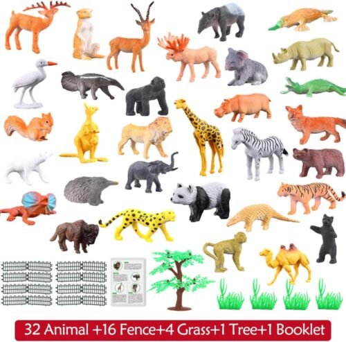 Animals Figure,54 Piece Mini Jungle Toys Set,ValeforToy Realistic Wild Vinyl Plastic Animal Learning Party Favors for Boys Girls Kids Toddlers Forest Small Playset Cupcake Topper - Image 3