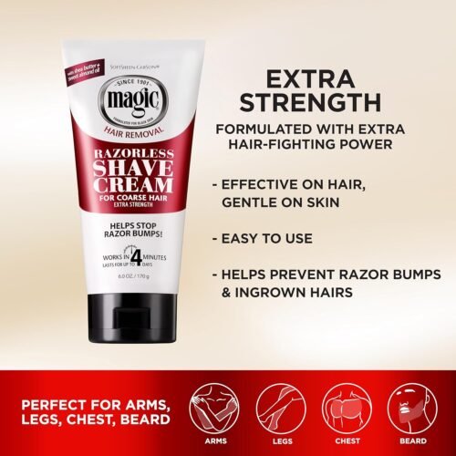 SoftSheen-Carson Magic Razorless Shaving Cream, Depilatory Hair Removal Cream for Body Hair, Extra Strength, Works in 4 Minutes for, 6 oz - Image 3