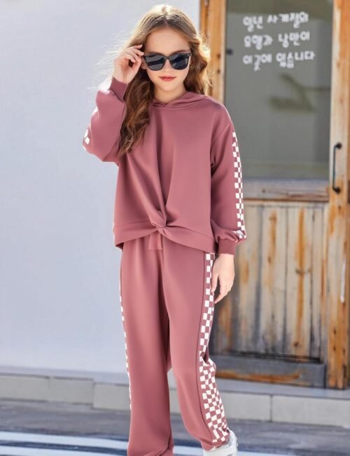 Girls Outfits Casual Tops Twist Front Pullover Hoodies Long Sleeve Fashion Sweatshirts and Sweatpants Girl Clothes - Image 5
