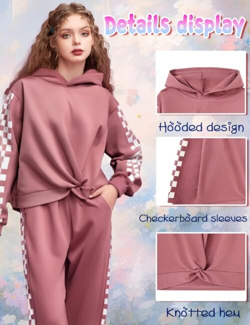 Girls Outfits Casual Tops Twist Front Pullover Hoodies Long Sleeve Fashion Sweatshirts and Sweatpants Girl Clothes - Image 7