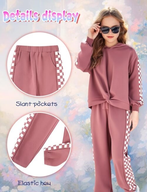 Girls Outfits Casual Tops Twist Front Pullover Hoodies Long Sleeve Fashion Sweatshirts and Sweatpants Girl Clothes - Image 8