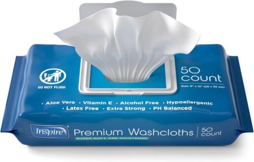 Inspire Adult Wet Wipes, Wash Cloths | Adult Wipes for Incontinence & Cleansing for Elderly, 8"x12" Count 12 packs of 50 - Image 3