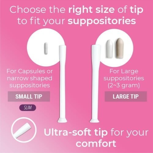Natureland [20/40 Pack Vaginal Suppository Applicators for Women,Soft Tip Auxiliary Tool for Pills, Tablet Suppositories, Individually Wrapped (20 Count (Pack of 1), Large tip applicators) - Image 3