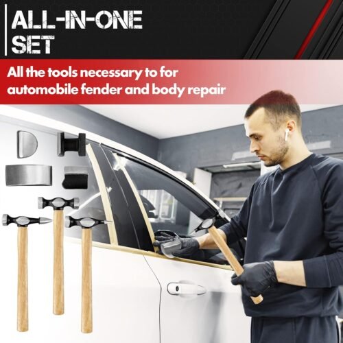 C&T Auto Body Repair Tool Kit,7 Piece,Car Body Repair Tool Kit, Carbon Steel Dolly and Hammer Dent Body Fender Tool Set - Image 10