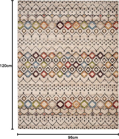 SAFAVIEH Amsterdam Collection Area Rug - 8' x 10', Ivory & Multi, Moroccan Boho Design, Non-Shedding & Easy Care, Ideal for High Traffic Areas in Living Room, Bedroom (AMS108K) - Image 3