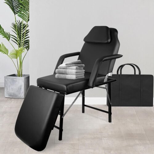 Portable Tattoo Chair, Adjustable Massage Facial Bed with Removable Headrest & Armrest, Foldable Spa Chair with Carry Bag, 73 Inch Esthetician Bed for Salon Beauty Barber Spa Tattoo (Black) - Image 8