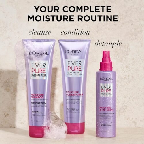 L'Oreal Paris Moisture Sulfate Free Shampoo and Conditioner Set, Hair Care for Color-Treated Hair with Rosemary Botanicals, EverPure, 1 Kit - Image 7