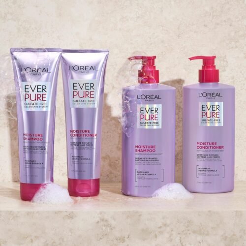 L'Oreal Paris Moisture Sulfate Free Shampoo and Conditioner Set, Hair Care for Color-Treated Hair with Rosemary Botanicals, EverPure, 1 Kit - Image 10