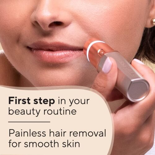 Finishing Touch Flawless Facial Hair Remover for Women, Rose Gold Electric Face Razor with LED Light, Recyclable Packaging - Image 3