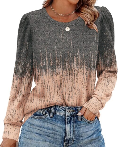 Alaroo Womens Long Sleeve Shirts 2025 Fall Tunic Tops Crewneck Blouses Print - Image 3