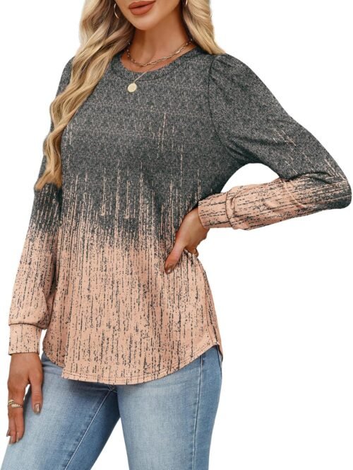 Alaroo Womens Long Sleeve Shirts 2025 Fall Tunic Tops Crewneck Blouses Print - Image 5
