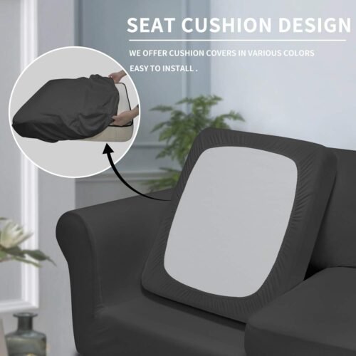Easy-Going 3 Pieces Stretch Soft Couch Cover for Dogs - Washable Sofa Slipcover for 2 Separate Cushion Couch - Elastic Furniture Protector for Pets, Kids (Loveseat, Dark Gray) - Image 4