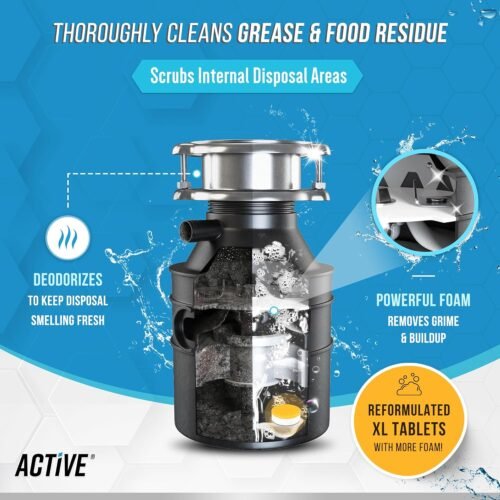 Garbage Disposal Cleaner Deodorizer Tablets - 24 Pack, New Powerful XL Foaming Tablet - Fresh Citrus Foam Sink Garburator Disposer Freshener, Natural Kitchen Drain Cleaning Care - 1 Year Supply - Image 4