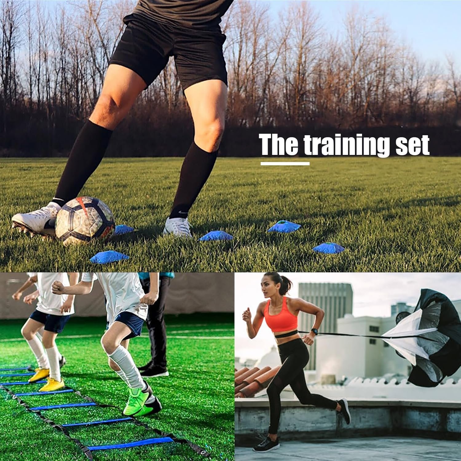 Football Training Equipment | Speed Agility Training Set, Including 1 Agility Ladder, 4 Steel Piles,12 Disc Cones,1 Resistance Umbrella .| for Athletes/Sports Including Football & Basketball - Image 3
