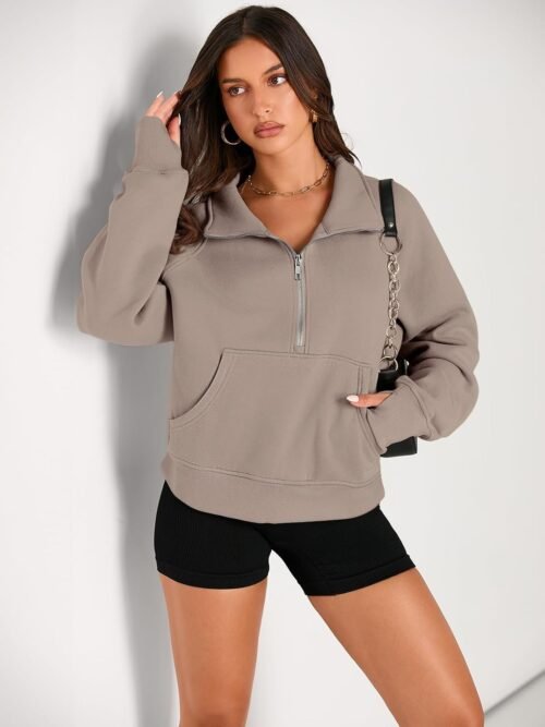 AUTOMET Womens Sweatshirts Half Zip Cropped Pullover Fleece Quarter Zipper Hoodies 2025 Fall Fashion Outfits Clothes - Image 3