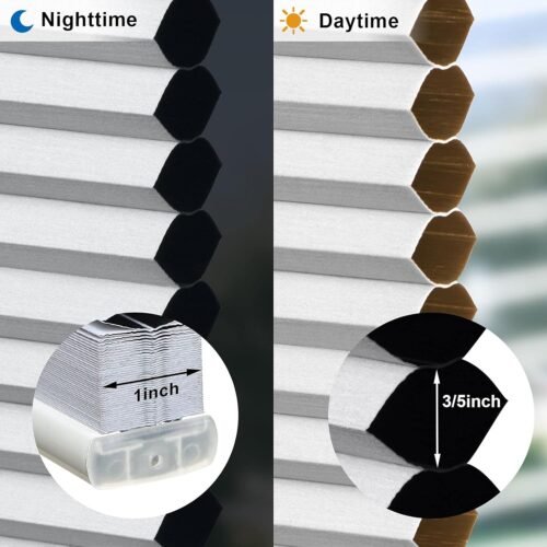 LazBlinds Cordless Cellular Shades, No Tools No Drill Blackout Honeycomb Shades Pleated Blinds for Windows, 34'' W x 48'' H, Silver White - Image 5