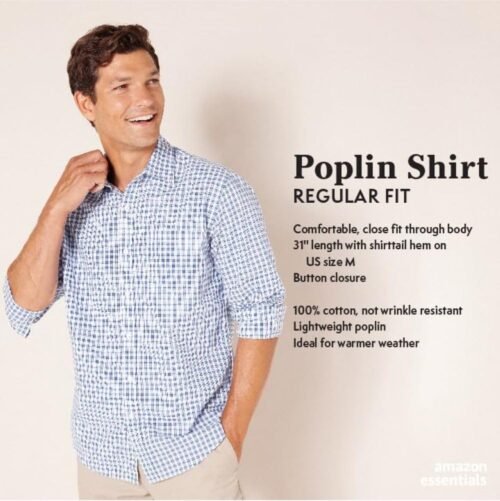Amazon Essentials Men's Regular-Fit Long-Sleeve Casual Poplin Shirt - Image 3