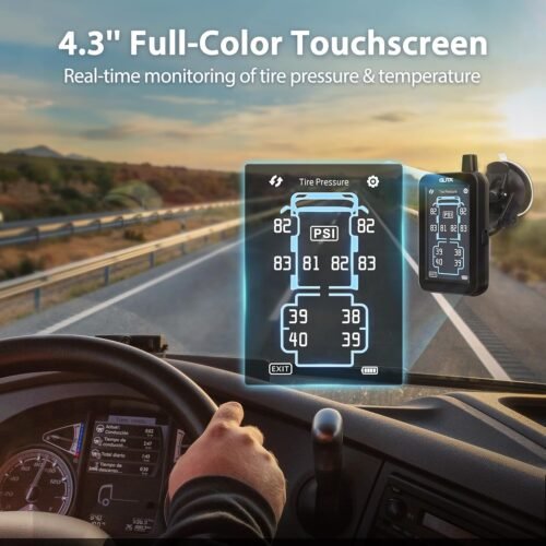 GUTA Tire Pressure Monitoring System, Trailer TPMS with Color Touchscreen Display & 4 Flow Thru Sensor, 6 Alert Modes, Tire Pressure Monitor for RV, Camper, Semi, 5th Wheel (0-188PSI) - Image 3