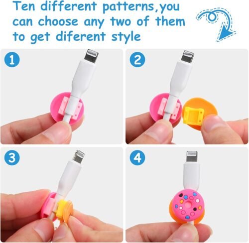 Flutesan 40 Pieces Phone Protect Accessory Charging Cable Protectors Cute Charger Protectors Cord Saver USB Charger for Cellphone Data Lines, Various Styles - Image 5