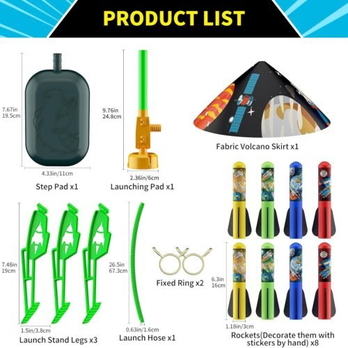 Toys Rocket Launcher for Kids - Launch up to 100 Ft, 8 Multi-Color Foam Rockets & Adjustable Launch Stand, Kids Outdoor Toys, Birthday Toys for Kids Boys Girls Age 3+ Years Old - Image 9