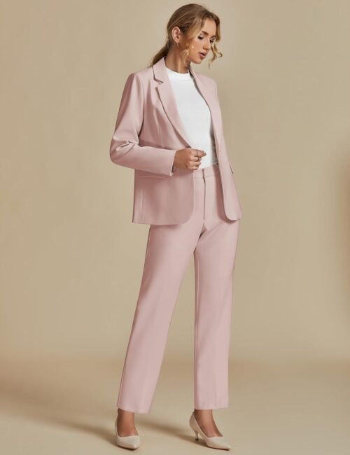 luvamia Women's Two Piece Sets Pants Suits Dressy Business Casual Outfits Professional Blazer Pantsuits Set Work Office - Image 4