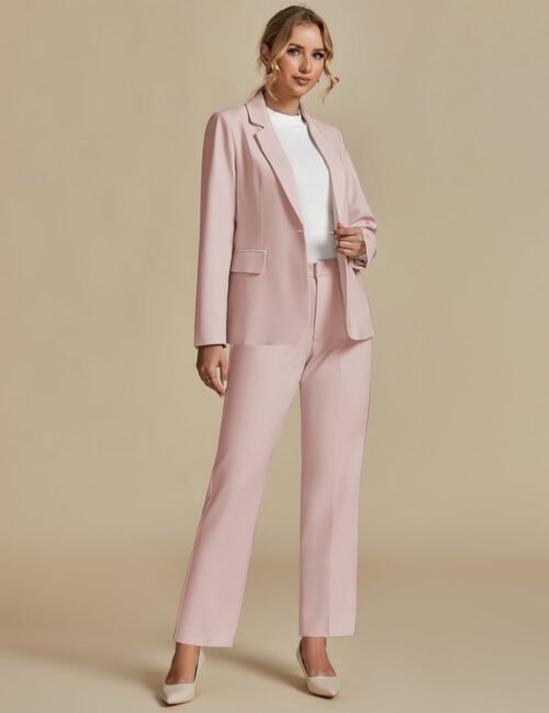 luvamia Women's Two Piece Sets Pants Suits Dressy Business Casual Outfits Professional Blazer Pantsuits Set Work Office - Image 7