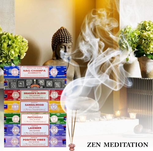 Satya Incense Gift Set Nag Champa, Super hit, Dragon's Blood, Sandalwood, Patchouli, Lavender, Positive Vibes, 15 g - Image 3