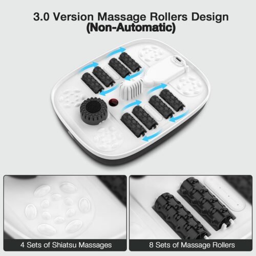 HOSPAN Collapsible Foot Spa with Heat, Bubble, Red Light, and Temperature Control, Foot Bath Massager with 8 Shiatsu Massage Rollers, Pedicure Foot Spa for Relaxation and Stress Relief, Black - Image 3