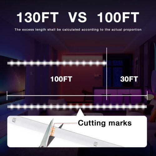 DAYBETTER LED Strip Lights 130ft Lights Strip for Bedroom, Desk, Indoor Room Bedroom Brithday Gifts RGB Decor with Remote and 24V Power Supply - Image 3