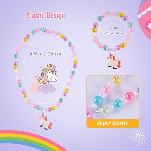 10pcs Kids Jewelry for Girls -5 Necklaces, 5 Bracelets, Little Girls Jewelry Kids Mermaid Necklace for girls, Toddler Jewelrys Necklace Birthday Christmas Gift Age 3 4 6 8 - Image 4