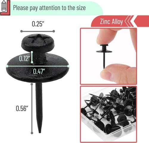 Mr. Pen- Double Headed Picture Hanging Nails, 50 Pack, Black, Push Pins for Wall - Image 4