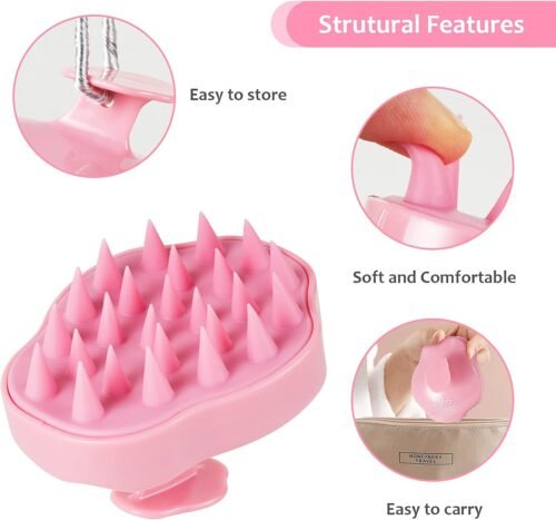 URTHEONE Soft Silicone Hair Scalp Massager Shampoo Brush for Wet Dry Oily Curly Straight Thick Thin Rough Long Short Natural Men Women Kids Pets Hair Care Tools（Pink - Image 3