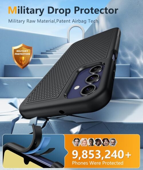 FNTCASE for Galaxy A15-5G Phone Case: Samsung Galaxy A15 5G Dual Layer Protective Heavy Duty Cover Shockproof with Non Slip Textured Back - Military Protection Bumper Tough - 6.5inch Black - Image 5