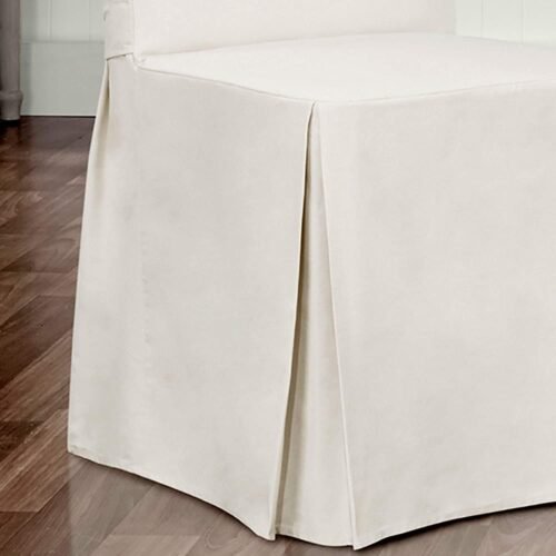 SureFit Home Decor Essential Twill Full Length Dining Room Chair One Piece Slipcover, Relaxed Fit, 100% Cotton, Machine Washable, White Color - Image 6