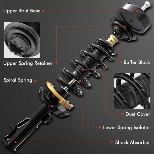 A-Premium Set (4) Front and Rear Complete Shock Absorber Strut & Coil Spring Assembly Compatible with Hyundai Accent 2012 2013 2014 2015 2016 2017, Driver and Passenger Side - Image 3