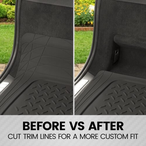 BDK Heavy Duty Rubber Cargo Mat Liner - All-Weather Trunk Protection, Trim-to-Fit Design for Cars, SUVs, Vans & Trucks - Non-Slip, Waterproof, Durable Cargo Floor Liner - 54" x 43.5" x 0.25" - Black - Image 7