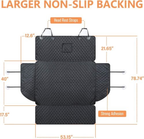 PETICON SUV Cargo Liner for Dogs, Waterproof Pet Cargo Cover Dog Seat Mat for SUVs Sedans Vans with Bumper Flap Protector, Non-Slip, Large Size Universal Fit, Black - Image 7