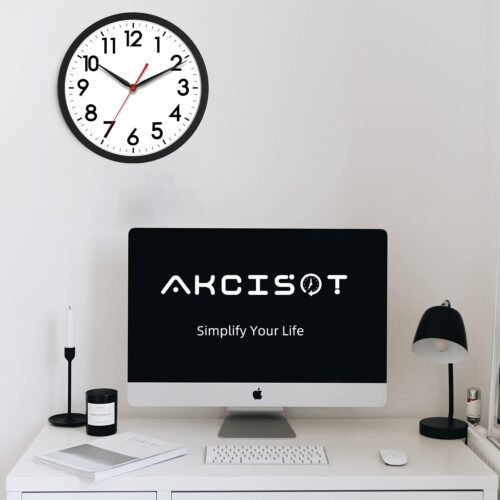 AKCISOT Wall Clock 10 Inch Silent Non-Ticking Modern Clocks Battery Operated - Analog Small Classic for Office, Home, Bathroom, Kitchen, Bedroom, School, Living Room(Black) - Image 7