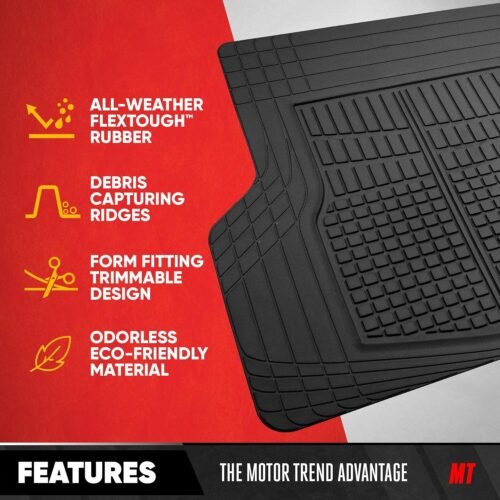 Motor Trend Premium FlexTough All-Protection Cargo Mat Liner – w/Traction Grips & Fresh Design, Heavy Duty Trimmable Trunk Liner for Car Truck SUV, Black (OF-985-BK) - Image 3