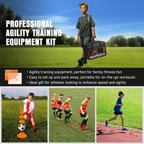 Agility Ladder Speed Training Equipment Set-20ft Agility Ladder,12 Soccer Cones,4 Hurdles, Jump Rope, Running Parachute, Basketball Football Soccer Training Equipment for Kids, Youth, Adults - Image 8