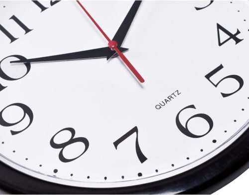 Bernhard Products Black Wall Clock Silent Non Ticking 10 Inch Quality Quartz Battery Operated Round Easy to Read Home/Office/Kitchen/Classroom/School Clock Sweep Movement - Image 3