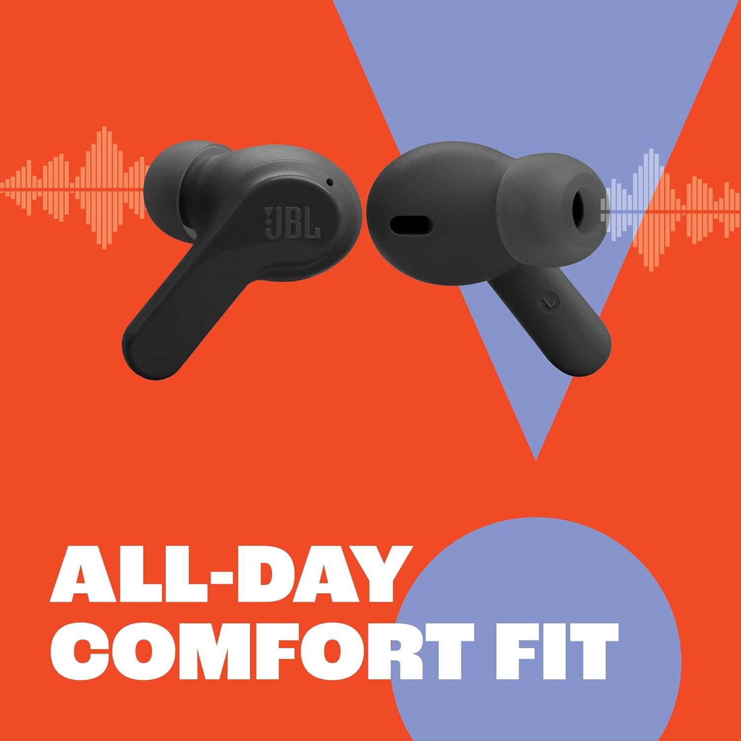 JBL Vibe Beam - True Wireless JBL Deep Bass Sound Earbuds, Bluetooth 5.2, Water & Dust Resistant, Hands-free call with VoiceAware, Up to 32 hours of battery life (Black) - Image 3