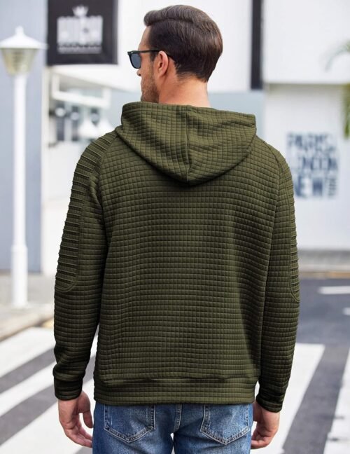 COOFANDY Mens Hoodies Pullover Casaul Long Sleeve Drawstring Waffle Knit Hooded Sweatshirt with Kanga Pocket - Image 5